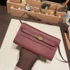  55/Rouge H   Gold Hardware   Full Handmade Kelly Wallet Long To Go   epsom  