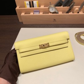  9R/Lime  Gold Hardware  Full Handmade Kelly Wallet Long To Go   epsom  