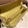  9R/Lime  Gold Hardware  Full Handmade Kelly Wallet Long To Go   epsom  