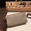  epsom  18/Étoupe Grey  Silver Hardware Full Handmade Kelly Wallet Long To Go   epsom  
