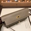  18/Étoupe Grey  Gold Hardware   Full Handmade Kelly Wallet Long To Go   epsom  