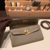  18/Étoupe Grey  Gold Hardware   Full Handmade Kelly Wallet Long To Go   epsom  