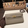 18/Étoupe Grey  Gold Hardware  Full Handmade Kelly Wallet Long To Go   epsom  
