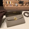  8C/Elephant Grey  Gold Hardware  Full Handmade Kelly Wallet Long To Go   epsom  