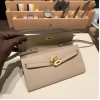  81/Gris Tourterelle  Gold Hardware    Full Handmade Kelly Wallet Long To Go   epsom  