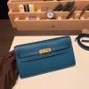  Chevre W0/Vert Bosphore   Gold Hardware  Full Handmade Kelly Wallet Long To Go   epsom  