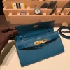  Chevre W0/Vert Bosphore   Gold Hardware  Full Handmade Kelly Wallet Long To Go   epsom  