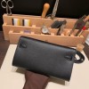  touch  89/Black (Noir)  Gold Hardware  Full Handmade Kelly Wallet Long To Go   epsom  