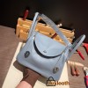 Hermes Lindy 26cm evercolor J7 /Blue Lin Silver Hardware   lindy26-002