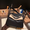 Hermes Lindy 26cm Clemence 89/ Black (Noir) Silver Hardware lindy26-011