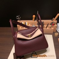 Hermes Lindy 26cm Clemence 0G /Rouge Sellier   Gold Hardware lindy26-016