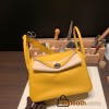 Hermes Lindy 26cm Clemence 9D /Jaune Ambre Silver Hardware lindy26-018