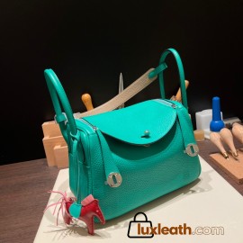 Hermes Lindy 26cm Clemence 6W/ Menthe& 18 /Étoupe Grey (Étoupe) lindy26-019