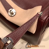 Hermes Lindy 26cm Clemence 0G /Rouge Sellier Silver Hardware lindy26-026