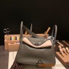 Hermes Lindy 26cm Clemence 8F /Etain Silver Hardware lindy26-031