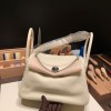 Hermes Lindy 26cm Clemence 10 /Craie Silver Hardware lindy26-037