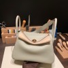 Hermes Lindy 26cm Clemence 80 /Pearl Grey Gold Hardware lindy26-038