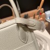 Hermes Lindy 26cm Clemence 80 /Pearl Grey Gold Hardware lindy26-038