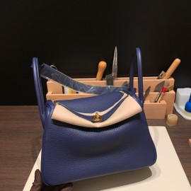 Hermes Lindy 26cm Clemence 73/ Blue Saphir Gold Hardware lindy26-042