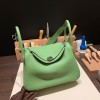 Hermes Lindy 26cm Clemence 3I /Vert Criquet  Silver Hardware lindy26-048