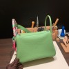Hermes Lindy 26cm Clemence 3I /Vert Criquet  Silver Hardware lindy26-048