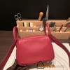 Hermes Mini Lindy Evercolor K1 / Rouge Grenat Gold Hardware 003