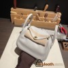 Hermes Mini Lindy swift 80 /Pearl Grey Gold Hardware 007