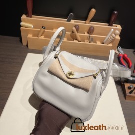 Hermes Mini Lindy swift 80 /Pearl Grey Gold Hardware 007