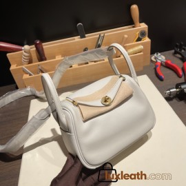Hermes Mini Lindy 80 /Pearl Grey (Gris Perle) Gold Hardware 021
