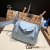 Hermes Mini Lindy swift 7R /Azur Silver Hardware 022