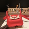 Hermes Mini Lindy S3/Rouge Cœur Silver Hardware 024