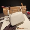 Hermes Mini Lindy Clemence10 /Craie Silver Hardware 035
