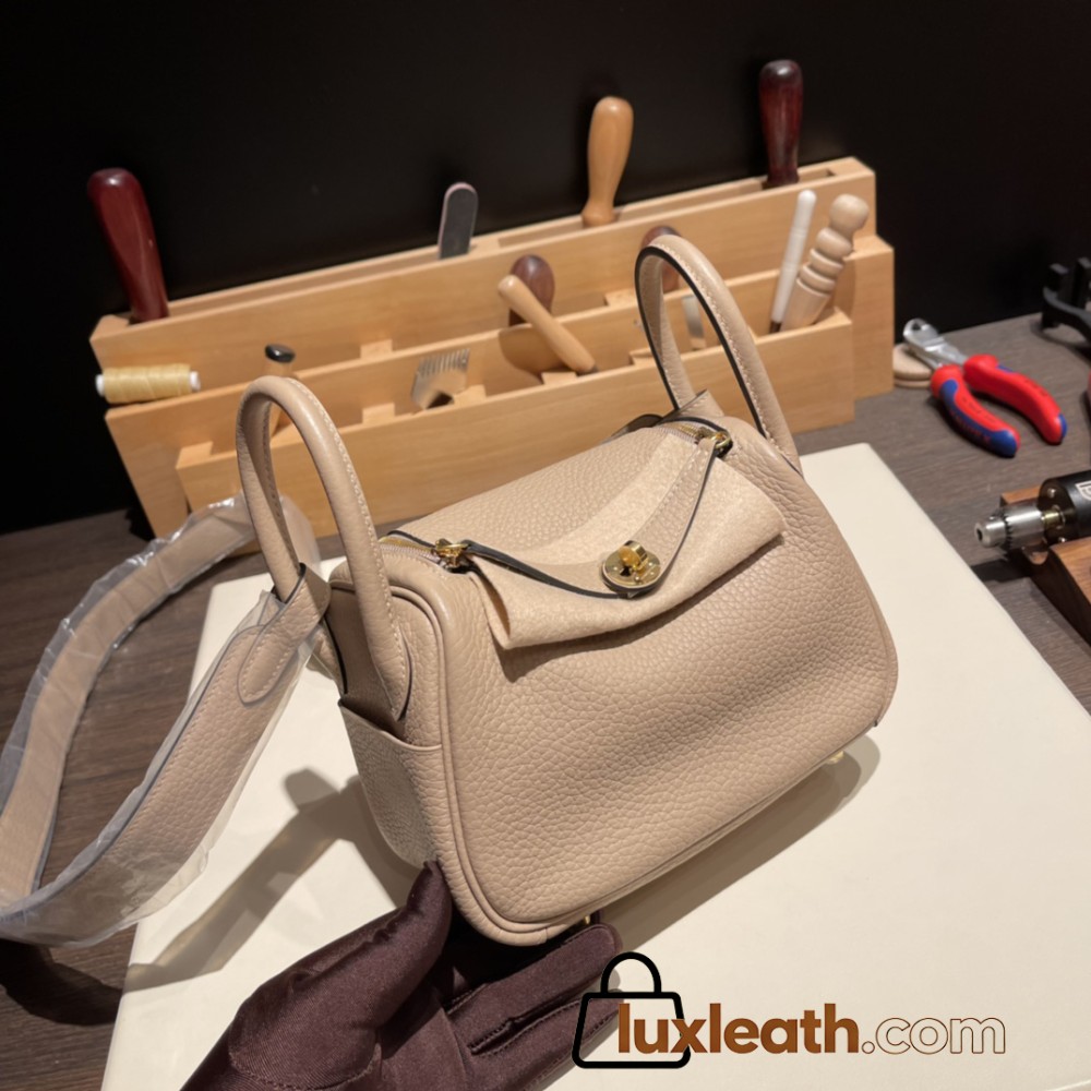 Hermes Mini Lindy Clemence S2/ Trench Gold Hardware 045