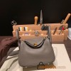 Hermes Mini Lindy Clemence 8F /Etain Gold Hardware 054