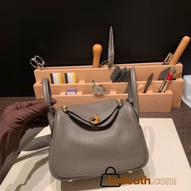 Hermes Mini Lindy Clemence 8F /Etain Gold Hardware 054
