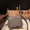 Hermes Mini Lindy Clemence 8F /Etain Gold Hardware 054