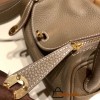 Hermes Mini Lindy Clemence 8C /Elephant Grey Gold Hardware 056