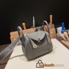 Hermes Mini Lindy Clemence 0L/ Gris Meyer Gold Hardware 059