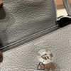 Hermes Mini Lindy Clemence 0L/ Gris Meyer Silver Hardware 060