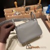 Hermes Mini Lindy Clemence 0L/ Gris Meyer Silver Hardware 060
