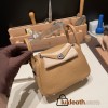 Hermes Mini Lindy Clemence 4B /Biscuit Silver Hardware 062