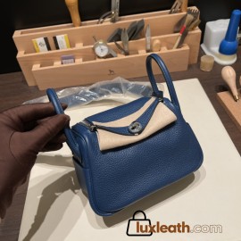 Hermes Mini Lindy Clemence S4 /Deep Blue Silver Hardware 065