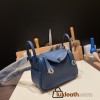 Hermes Mini Lindy Clemence S4 /Deep Blue Silver Hardware 065