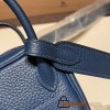 Hermes Mini Lindy Clemence S4 /Deep Blue Silver Hardware 065