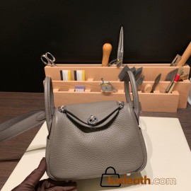 Hermes Mini Lindy Clemence 8F /Etain Silver Hardware 066