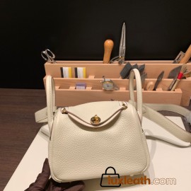 Hermes Mini Lindy Clemence10 / Craie Gold Hardware 068