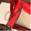 Hermes Mini Lindy Clemence S3/Rouge Cœur Silver Hardware 076