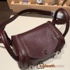 Hermes Mini Lindy Clemence 0G /Rouge Sellier Silver Hardware 087