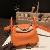 Hermes Mini Lindy Clemence 93 /Orange Silver Hardware 091