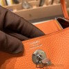 Hermes Mini Lindy Clemence 93 /Orange Silver Hardware 091